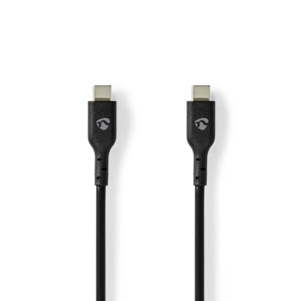 USB-Kabel | USB 2.0 | USB-C Male | USB-C Male | 240 W | 480 Mbps | Vernikkeld | 2.00 m | Rond | PVC | Zwart | Envelop