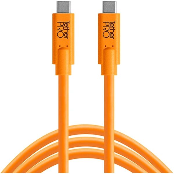 Tethertools TetherPro USB-C to USB-C, 15' (4.6m), High-Visibility Orange