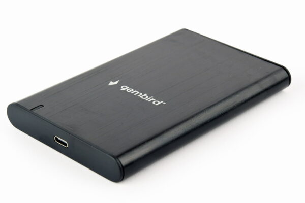 USB 3.1 2.5&apos; SATA HDD/SSD behuizing met USB-C poort, geborsteld aluminium, Zwart
