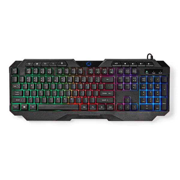Bedraad Gaming Toetsenbord | USB Type-A | Membrane Toetsen | LED | QWERTY | US Internationaal | Lengte stroomkabel: 1.30 m | Multimedia