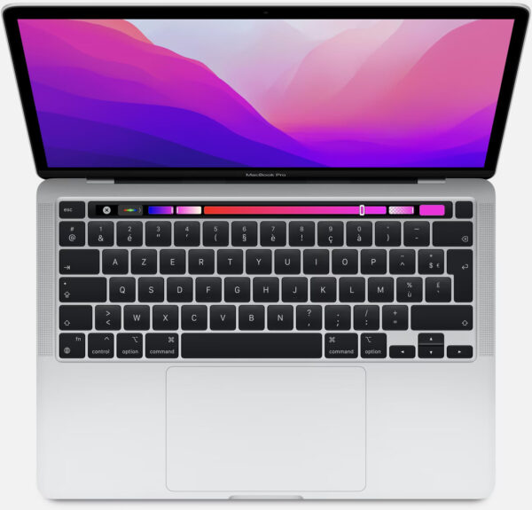 Refurbished MacBook Pro 13 inch Touchbar M2 8 Zilver Gebruikt