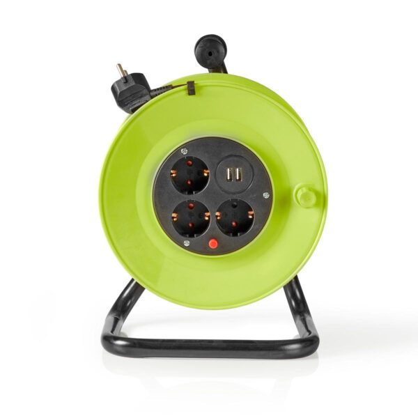 Stroomhaspel | 25.0 m | 3000 W | 16 A | 230 V AC 50/60 Hz | 1,5 mm² Groen / Zwart