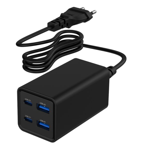 USB snellader 2xA, 2xC 65W Power Delivery zwart