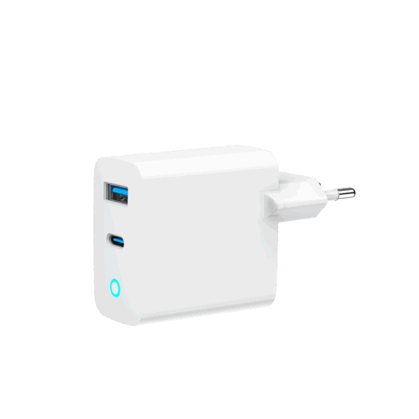 2-poorts 45 W GaN USB snellader, LED, wit