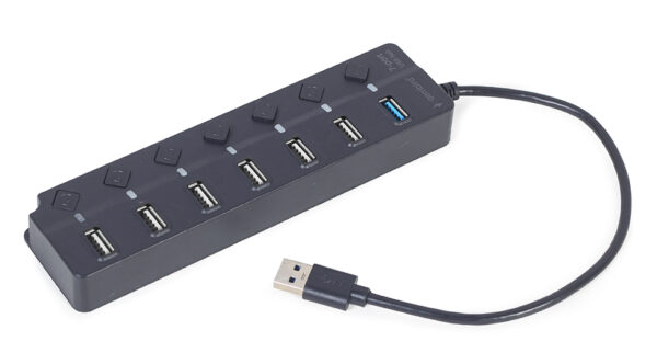 7-poorts USB hub (1 x USB 3.1 + 6 x USB 2.0), zwart