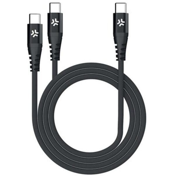 Celly 100W USB-C To 2X USB-C Cable Black