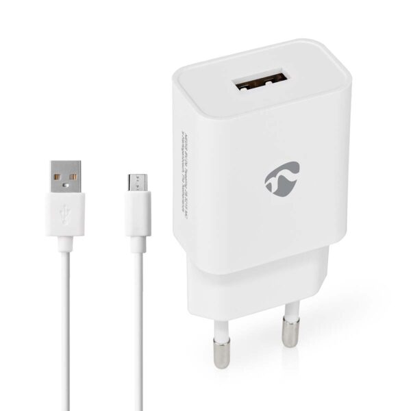 Wandlader | 2,1 A | losse kabel | Micro-USB | wit
