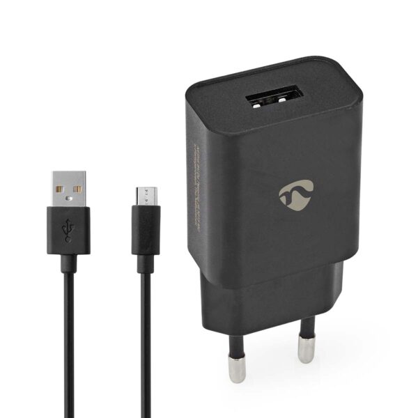 Wandlader | 2,1 A | losse kabel | Micro-USB | zwart