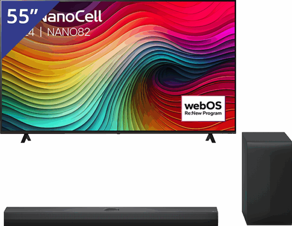LG 55 inch TV + LG Soundbar met Subwoofer
