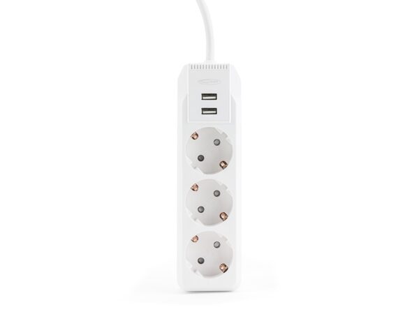 Stekkerdoos 3-voudig met 2x USB - 2 Meter - 2300 Watt - Overspannings- en Kinderbeveiliging (HPS2301U)