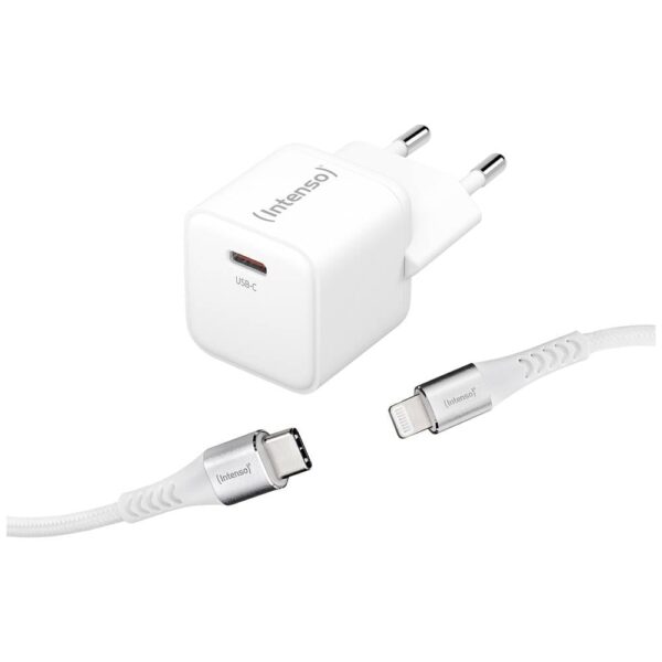 Intenso W30C GaN + C315L USB-oplader 30 W 1x USB-C, 1x Apple Lightning Wit Binnen GaN, USB Power Delivery (USB-PD)