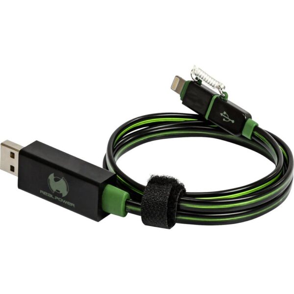 RealPower USB-kabel USB 2.0 USB-A stekker, Apple Lightning stekker 0.75 m Groen Met LED 185962