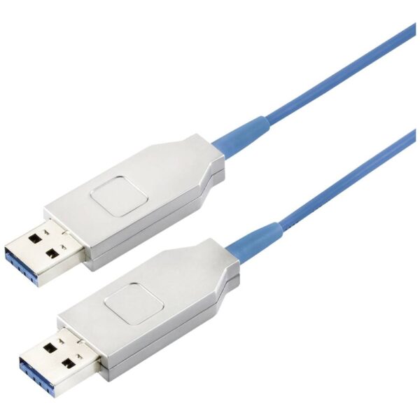LogiLink USB-kabel USB 3.2 Gen1 (USB 3.0 / USB 3.1 Gen1) USB-A stekker, USB-A stekker 10.00 m Blauw Actief met signaalversterking CU0101