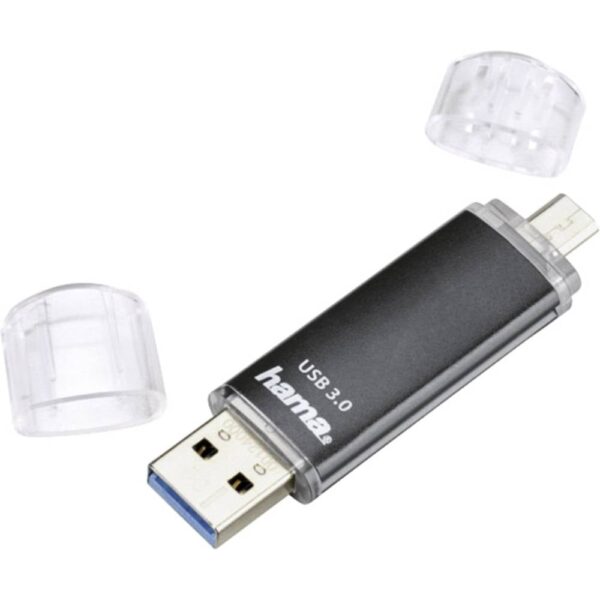 Hama FlashPen Laeta Twin USB-stick smartphone/tablet Zwart 64 GB USB-A 3.2 Gen 1, Micro-USB 2.0