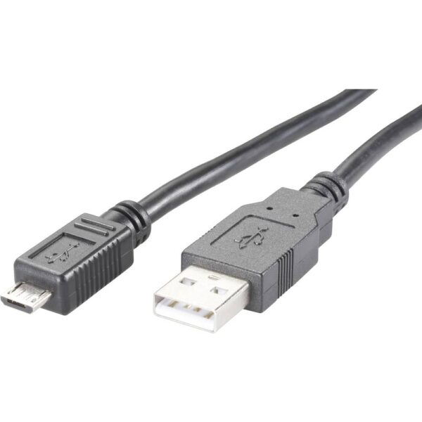 USB-kabel USB-micro-B stekker, USB-A stekker 0.30 m Zwart UL gecertificeerd 975112