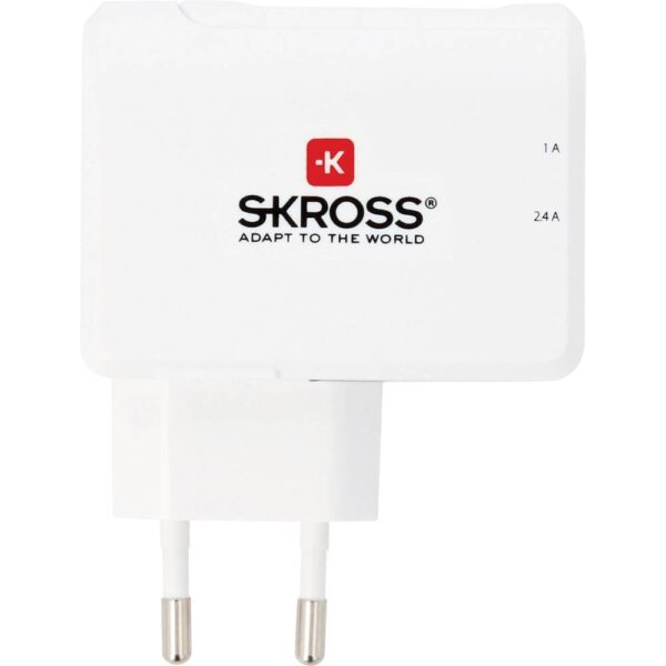 Skross 38565 USB-oplader 2x USB-A Wit, Zilver Binnen