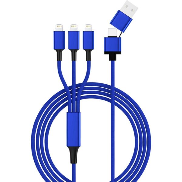 Smrter USB-laadkabel USB 2.0 USB-A stekker, USB-C stekker, Apple Lightning stekker 1.20 m Blauw SMRTER_TRIO_L_NB