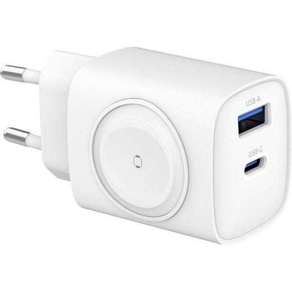 Eaxus Ladestation 3in1 USB-laadstation 1x USB-A, 1x USB-C, 1x Apple MagSafe Wit Binnen