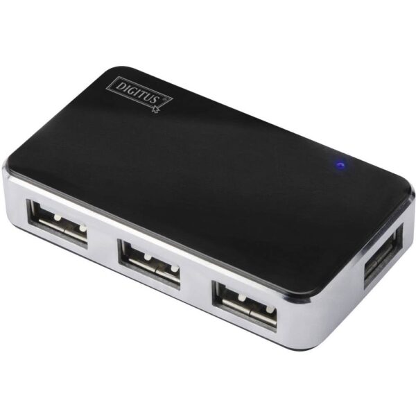 Digitus DA-70220 USB 2.0-hub 4 poorten Zwart, Zilver
