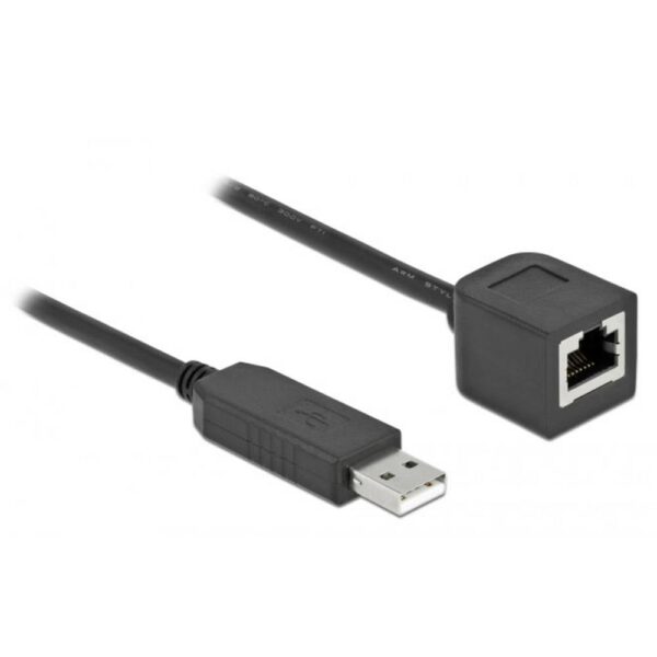 Delock USB-A naar RJ45 adapterkabel USB 2.0 RJ45, USB-A stekker 0.50 m Zwart 64163