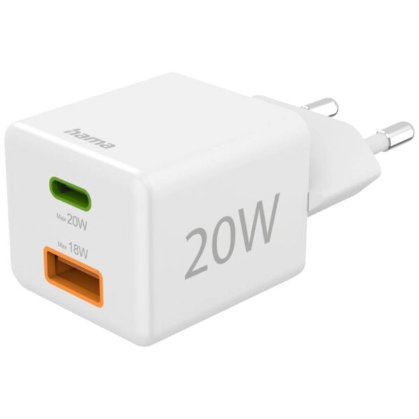 Hama USB-oplader 20.00 W 1x USB-C, 1x USB-A USB PD, QC 3.0 Wit Binnen Snellader