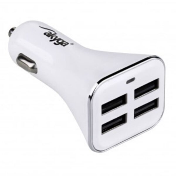 Akyga USB-oplader 34 W 4x USB-A Wit Auto