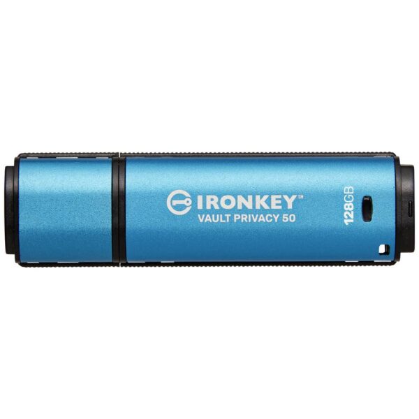 Kingston IronKey Vault Privacy 50 Series USB-stick Retail 128 GB Zwart/blauw IKVP50/128GB USB-A 3.2 Gen 1