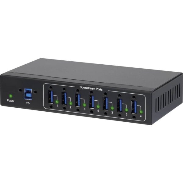 Renkforce USB 3.2 Gen 1-hub 7 poorten Voor industriële toepassingen, Voor wandmontage Zwart