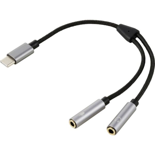 Renkforce USB-C, Audio Adapterkabel [1x USB-C stekker - 2x 3,5mm-bus] 20 cm