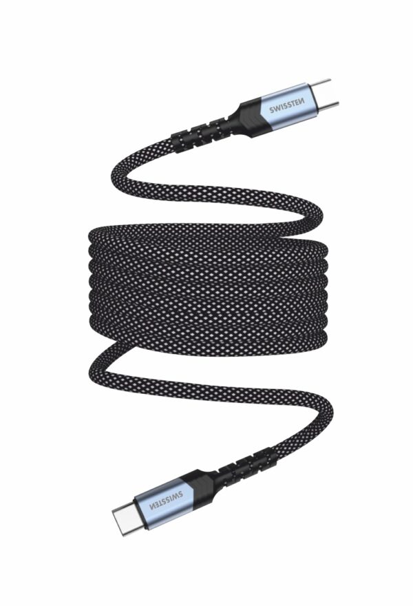Swissten Swissten Magnetische Anti-Knoop USB-C naar USB-C Kabel - 1M - Zwart