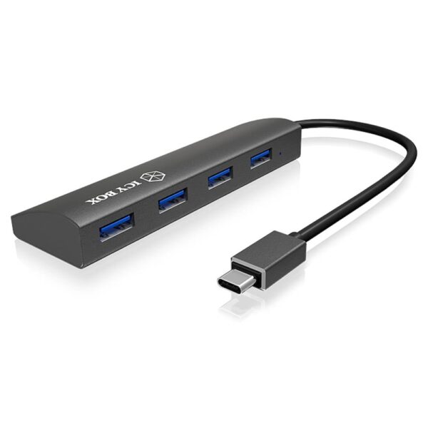 ICY BOX USB-C (USB 3.2 Gen 2) multiport hub 4 poorten Antraciet