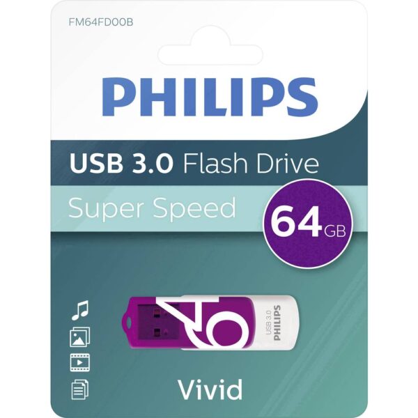 Philips VIVID USB-stick 64 GB Paars FM64FD00B/00 USB-A 3.2 Gen 1