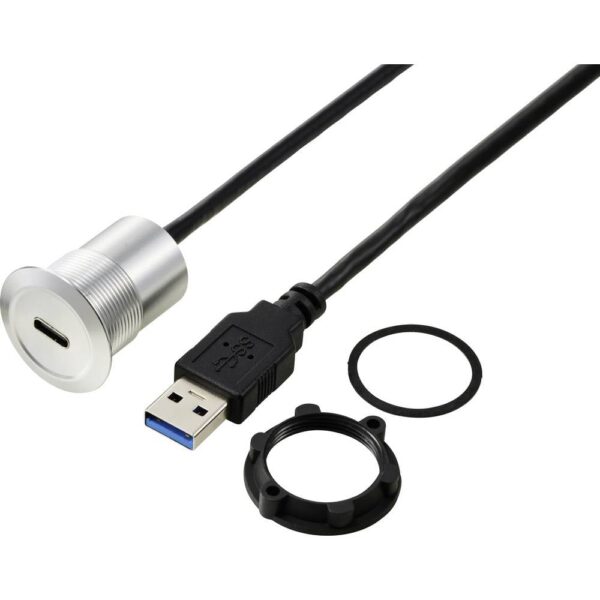 TRU COMPONENTS TC-13376308 USB 3.1-C ® bus/USB 3.0 A stekker 1 m kabel zilver 1 stuk(s)