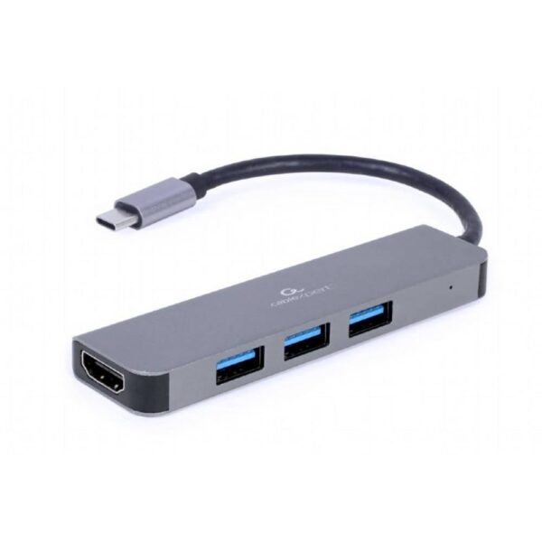 Gembird A-CM-COMBO2-01 USB-C (USB 3.2 Gen 2) multiport hub Grijs