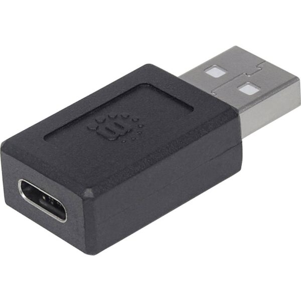Manhattan USB 2.0 Adapter [1x USB-A 2.0 stekker - 1x USB-C bus] Manhattan 354653 adattatore per inversione del genere dei cavi USB A USB C Nero Stekker past op