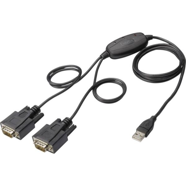 Digitus USB 1.1, Serieel Adapter [1x USB-A 2.0 stekker - 2x D-sub stekker 9-polig] DA-70158 1.20 m