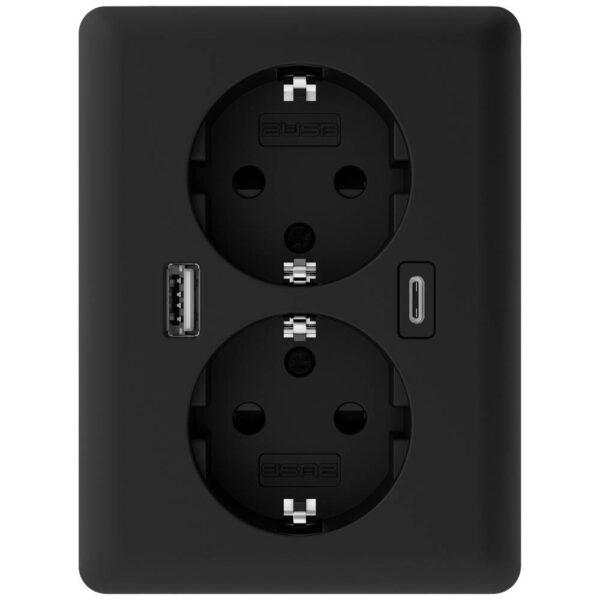 2USB 2U-449719 Inbouwdoos Met USB-C, Met USB-laaduitgang Zwart (mat)
