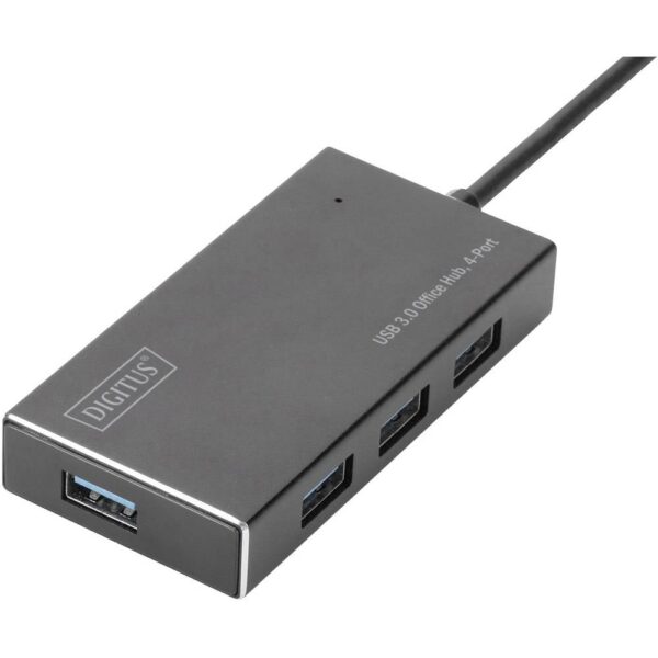 Digitus DA-70240-1 USB 3.2 Gen 1-hub 4 poorten Met aluminium behuizing Zwart