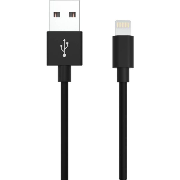 Ansmann USB-kabel USB 2.0 USB-A stekker, Apple Lightning stekker 2.00 m Zwart Aluminium-stekker, TPE-mantel, Stekker past op beide manieren 1700-0079