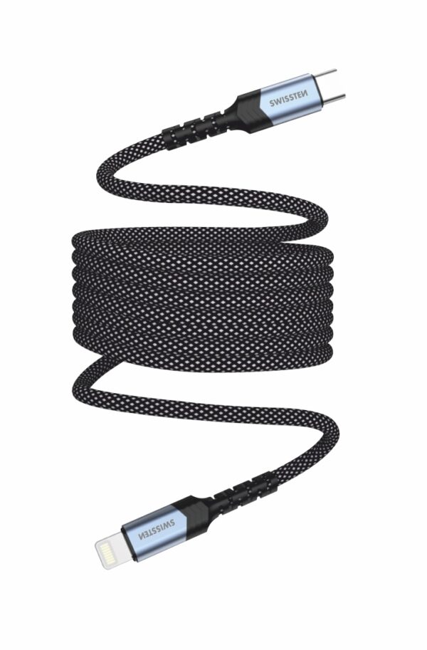 Swissten Swissten Magnetische Anti-Knoop USB-C naar Lightning Kabel - 1M - Zwart