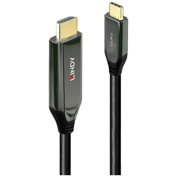 LINDY 43367 HDMI-kabel USB-C Adapterkabel USB-C stekker, HDMI-A-stekker 1.00 m Zwart 8K UHD