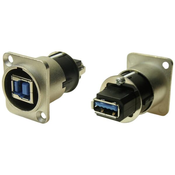 Cliff CP30107 XLRFT USB 3.0 B-A bus nikkel geaard Adapter, inbouw 1 stuk(s)