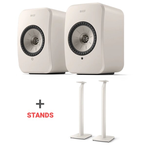 KEF Combi Deal LSX II LT+ S1 Floor Stands + C-Link interspeakerkabel 8 M - Wit