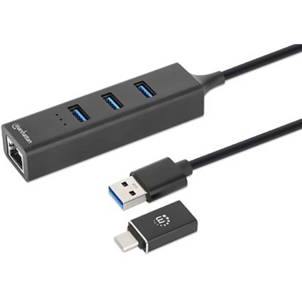 Manhattan 180894 USB 3.2 Gen 1-hub 4 poorten Zwart