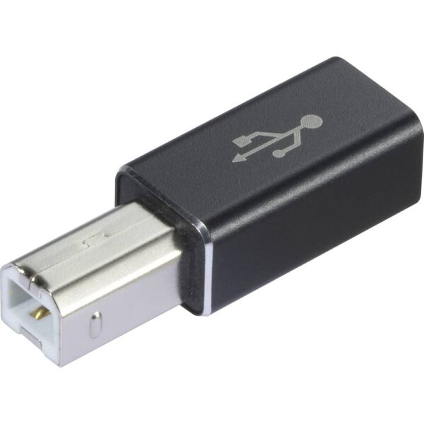 Renkforce USB 2.0 Stekkerverbinder [1x USB-C 2.0 bus - 1x USB-B 2.0 stekker] USB-C® Female to USB B Male converter connector, Black