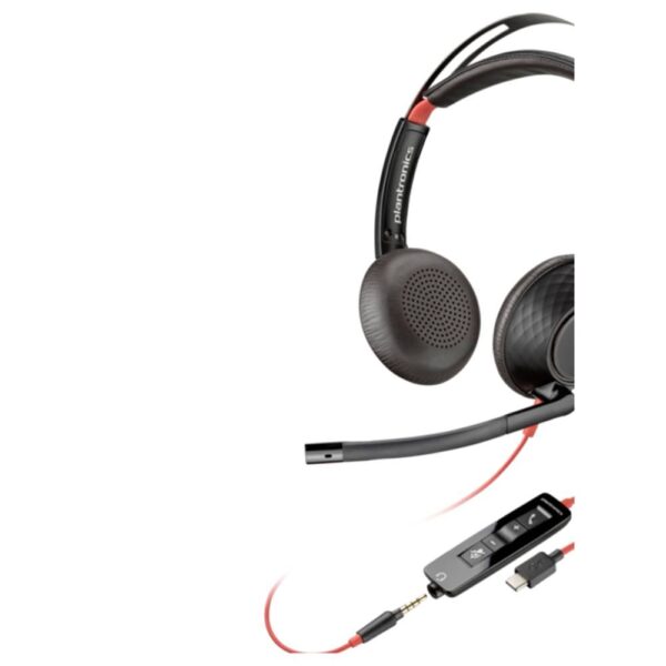 HP Poly Headset Blackwire C5220 Stereo USB- On Ear headset Kabel Stereo Zwart Noise Cancelling Oorbeugel Computer