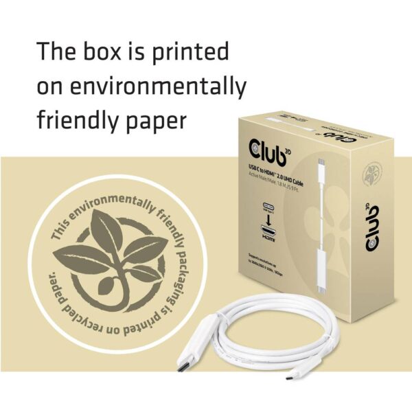 club3D CAC-1514 USB-C-displaykabel USB-C / HDMI Adapterkabel USB-C stekker, HDMI-A-stekker 1.80 m Wit