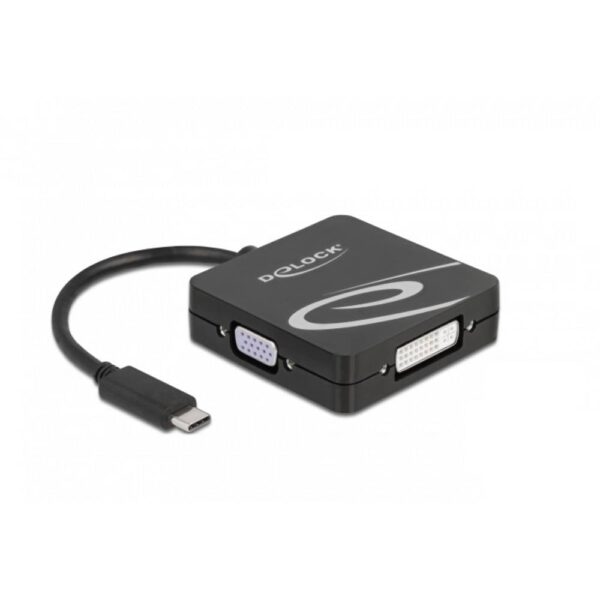 Delock USB 2.0 Adapter [1x USB-C stekker - 1x VGA-bus, DVI-bus 24+5-polig, HDMI-bus, DisplayPort bus] 63129