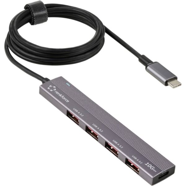 Renkforce RF-USBCH-200 USB-C (USB 3.2 Gen 1) multiport hub 1 + 4 poorten Met aluminium behuizing Space grijs