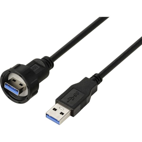 TRU COMPONENTS TC-E13T-MU3-MWA/NWA-0.5PV-S TC-13543560 USB 3.0-stekker op stekker, IP67 (schroefdraad), kabel 0,5 m Waterdichte kunststof kabel 1 stuk(s)